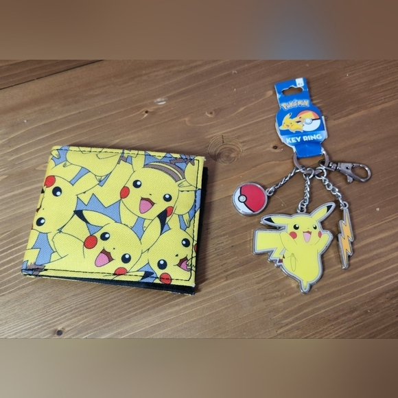 Pokemon Other - Pokemon Yellow and Black Pikachu Wallet and Key Ring Set